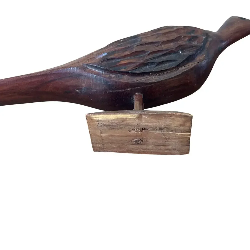 Vintage MCM Mid Century Hand Carved Wood Bird Folk Art Sculpture